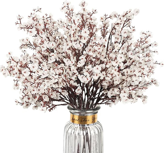 HIAGROW Babys Breath Artificial Flowers, 8 Bundles White Real Touch Fake Flowers Silk Flowers Bulk for Vase Home Office We...