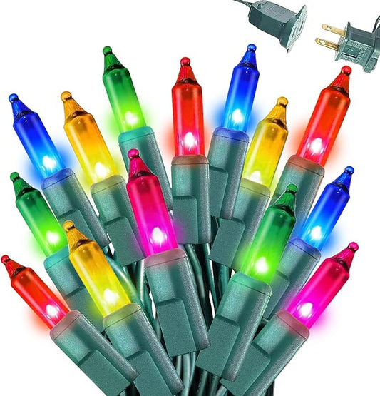 Multicolor Christmas Lights Outdoor, 50FT 200 Count Incandescent Mini Christmas Lights Green Wire, Waterproof Fairy Light...