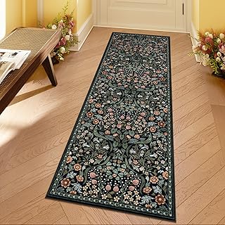 Moynesa Floral Kitchen Runner Rug, 2x6 Runners for Hallways 6ft Non Slip Washable Soft Rug Runners, Boho Botanical Ultra T...