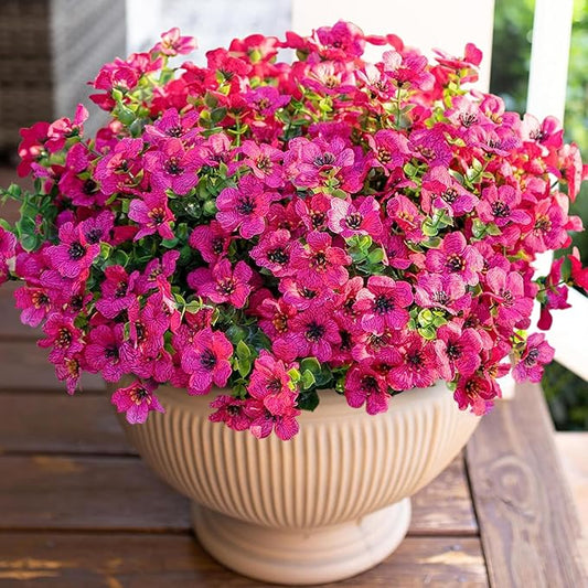 HyeFlora Artificial Flowers for Outdoor Indoor Garden Home Decoration, Faux Flower Daisy with Eucalyptus Leaves Fake Plant...