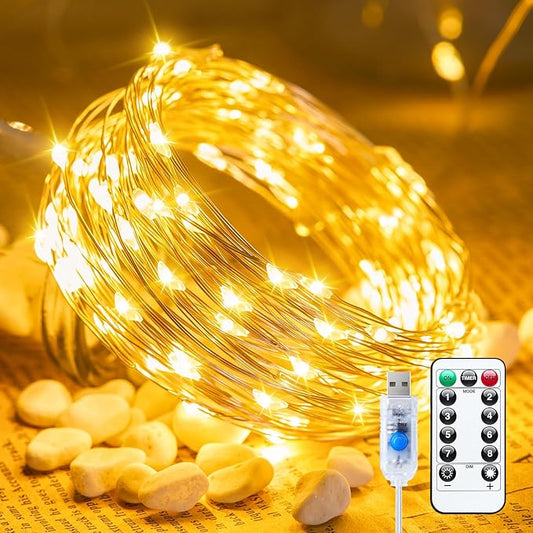 Minetom Twinkle Fairy Lights, 33 ft 100 LED USB Plug in String Lights with Remote and Timer, Waterproof 8 Modes for Bedroo...