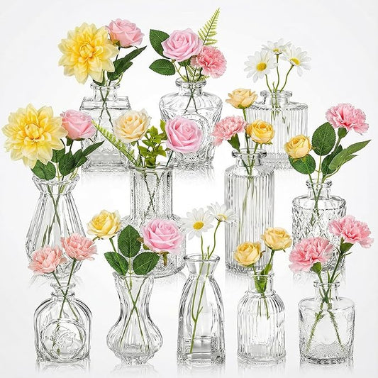 Ferrochef 36 Pcs Artificial Flowers Table Centerpiece with Vases Spring Colorful Wildflower Centerpieces Silk Flower Arran...