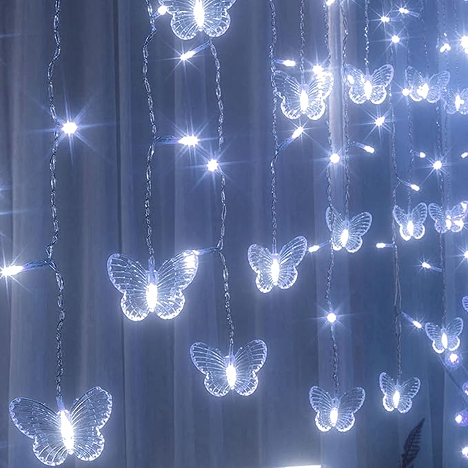 StarryMine Curtain Butterfly String Light 20Ft 120LED Window USB Fairy Lights 24 Butterfly 8 Modes with Remote Control for...