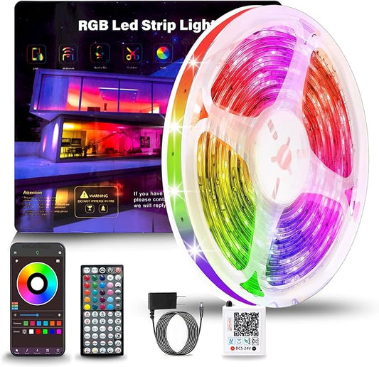 NBBUFF Led Lights for Bedroom 50ft (1 Roll), Color Changing RGB Led Strip Lights with 60 Keys Remote and App Control, Musi...
