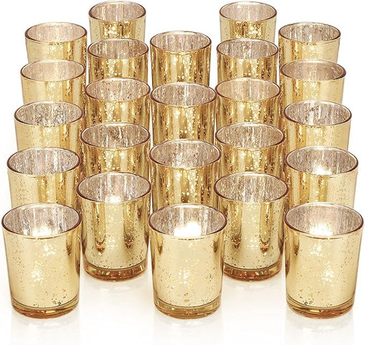 DARJEN Gold Tea Lights Candles Holders for Wedding Centerpieces, Votive Candle Holders for Party Home Wedding Shower Decor...