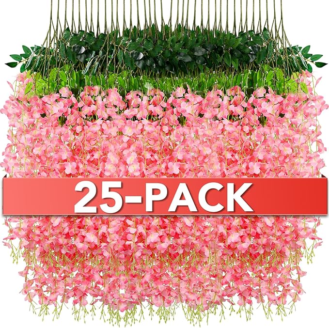 Alotiki Wisteria Hanging Flowers,Fake Hanging Flowers,Wisteria artificiales Garland for Home Wedding Arch Floral Party Gar...