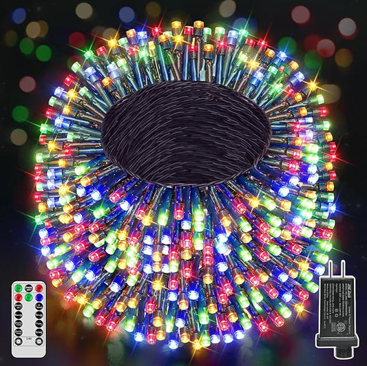 Ccinny 394FT 1200 LED Christmas Lights Outdoor, Christmas Tree Lights Plug in, 8 Modes Twinkle String Lights for Bedroom W...