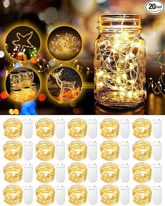 20 Pack Fairy Lights Battery Operated, 3.3ft 20 LED Mini String Lights Twinkle Lights Copper Wire Firefly Starry Lights fo...