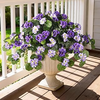 Hommyea Artificial Flowers for Outdoor Decor 2 Pcs Silk Fake Flowers, UV Resistant Faux Flowers for Outdoor Planters No Fa...