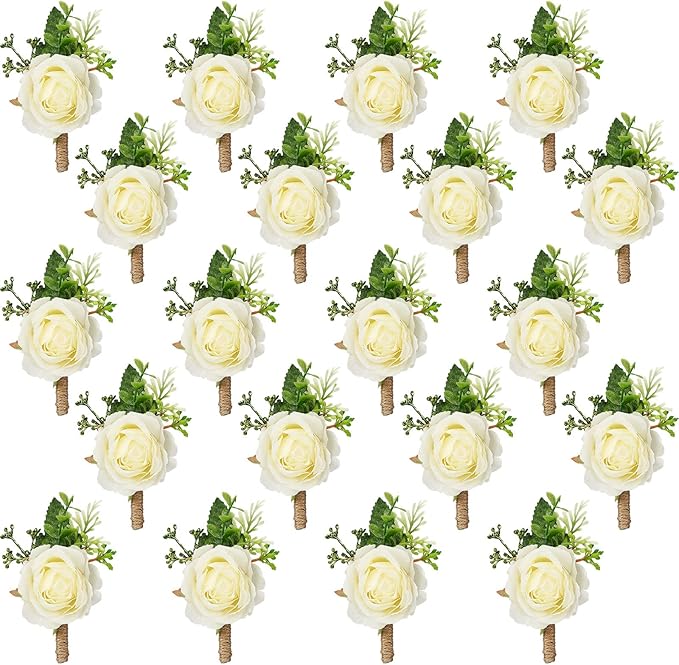 Sherr 12 Pcs Rose Boutonniere for Men Wedding Corsage Rose Groom and Groomsmen Boutonniere with Artificial Flower for Rust...