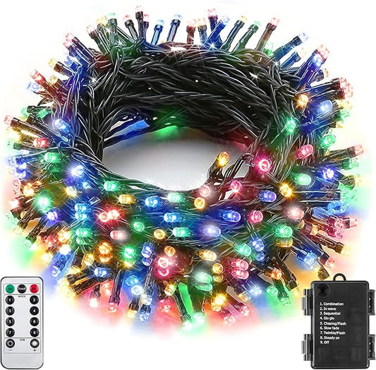 Sukesou Battery String Lights Outdoor 33Ft 100 LED Fairy Lights for Indoor Outdoor Waterproof with Remote Timer 8Modes Bat...