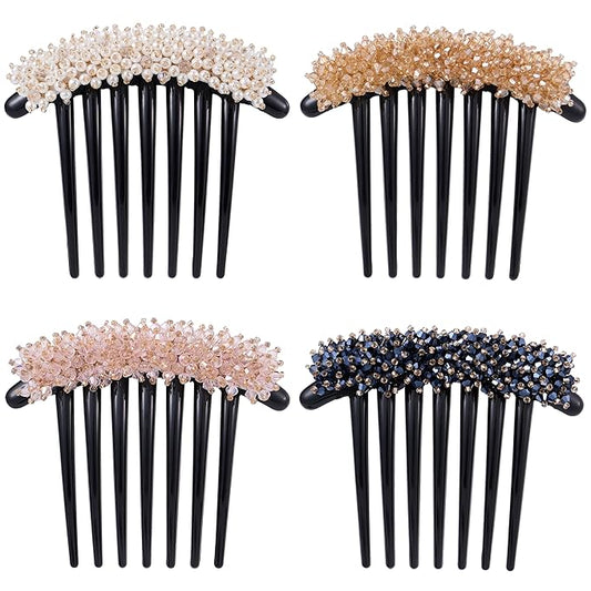Pearls Hair Side Comb for Women, Rhinestones Hair Combs Pins 7 Teeth Side Hairpins Accessories Crystal Vintage Headpieces ...
