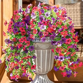 2-Piece Artificial Flowers for Outdoor Decoration, Artificial Hanging Flower Plants, UV Resistant and Fade-Resistant Silk ...
