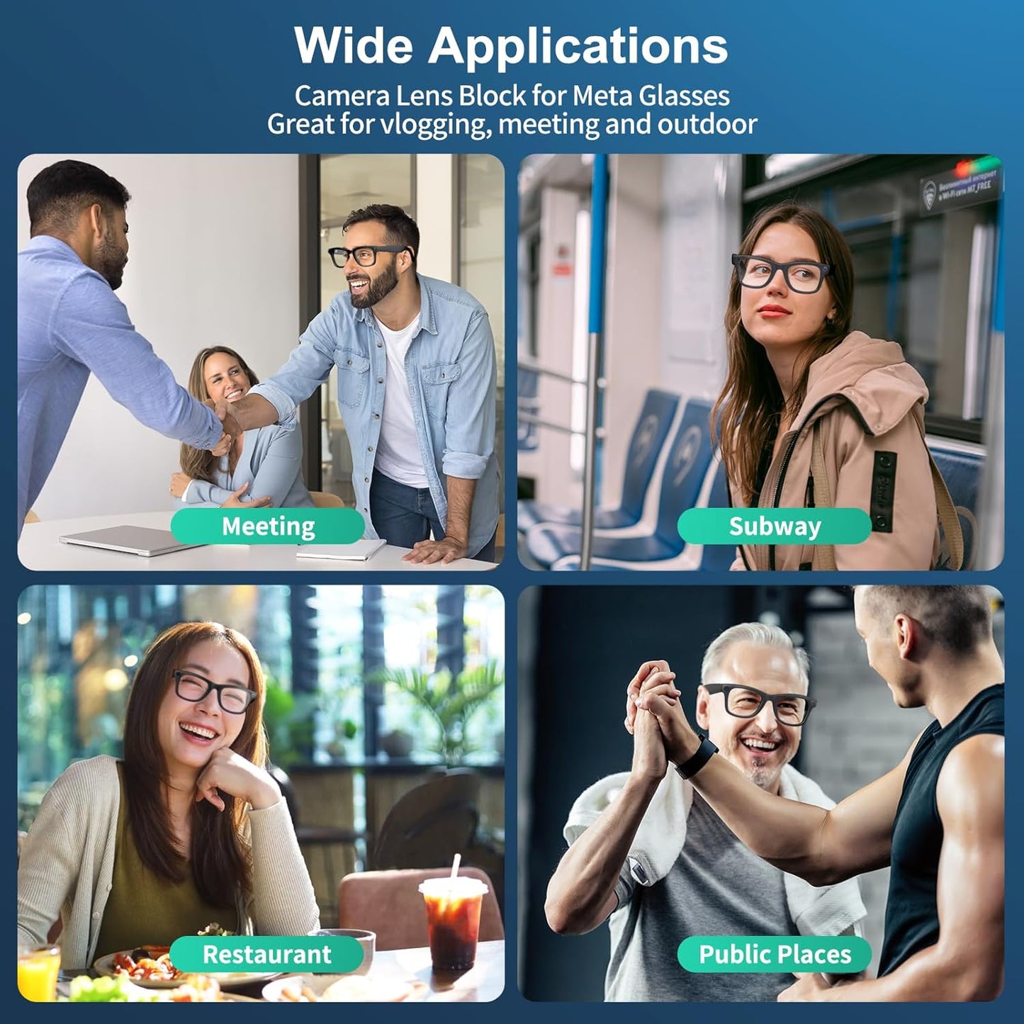 Adjustable LED Light Blocking Covers for RayBan Meta Wayfarer, Skyler, Headliner(Gen2), Oakley Accessories, Meta Glasses L...