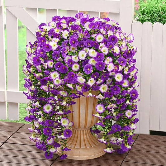 Dolicer 2 Packs Look Real Artificial Flowers for Outdoors, Fake Artificial Hanging Flowers for Outdoors Realistic UV Resis...