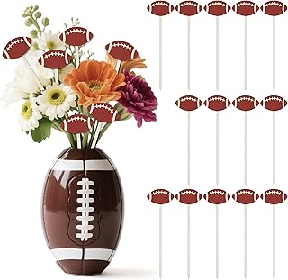 TICIAGA Football Floral Wooden Picks - 14PCS Double-Sided Football Flower Decorative Picks for Vase Filler Decorations, Ru...
