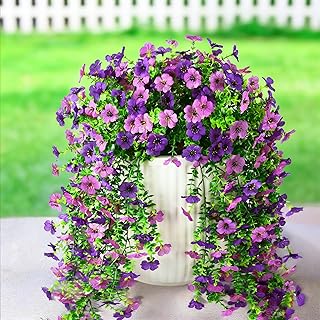 Fierscial Artificial Flowers for Outdoors, 2PCS Spring Floral Arrangements with Faux Silk Daisy, UV Resistant Fake Hanging...