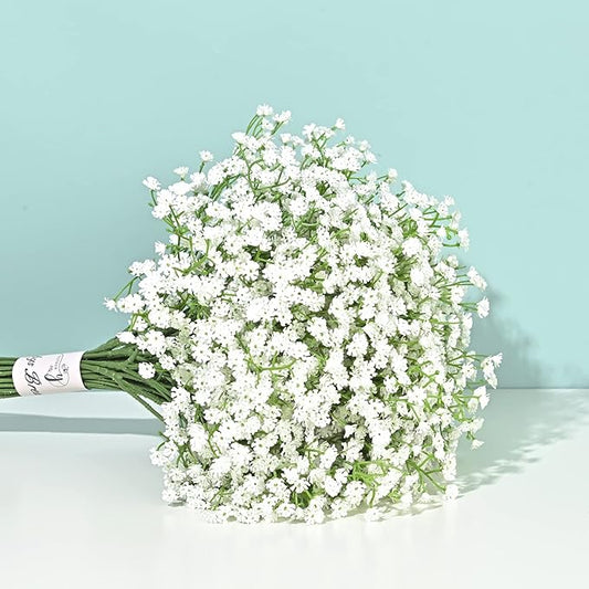 Yastouay Babys Breath Artificial Flowers, 6Pcs Fake White Babys Breath Flowers Artificial Bulk, Real Touch Faux Babies Bre...