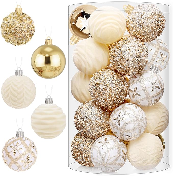 EverMerry 25 Pcs Christmas Ball Ornaments for Xmas Christmas Tree, Shatterproof Hanging Ball for Party Outdoor Decoration...