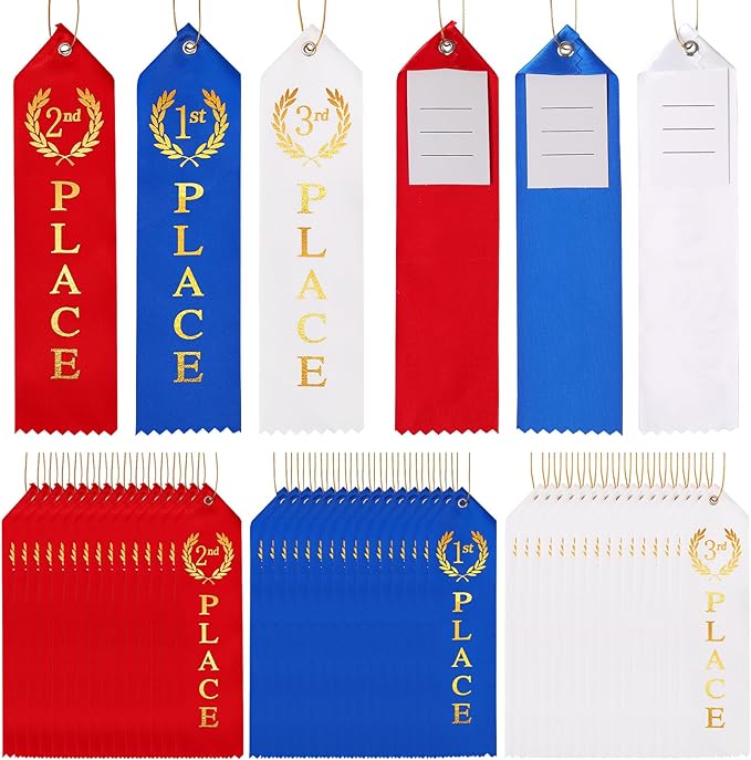 48PCS Award Ribbons, Medal Ribbons for 1st, 2nd, 3rd Place, Event Card & Rope Included, Perfect for Competitions, Sports E...