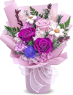 QOEAZY Flowers for Delivery, Preserved Flowers Bouquet with Gift Box, Rose Gifts for Women Mom Grandma
