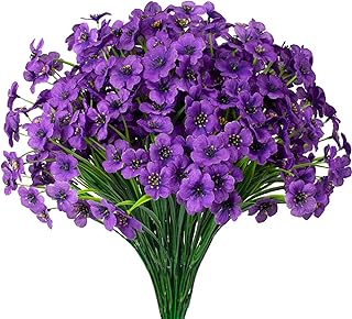 Gamity 15 Bundles Artificial Flowers UV Resistant Outdoor Plants No Fade Faux Plastic Shrubs Fake Silk Flowers Window Box ...