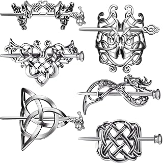 6 Pieces Silver Celtic Hair Slide Hairpins Viking Celtic Hair Clips Knot Stick Vintage Metal Barrette Pin Retro Accessorie...