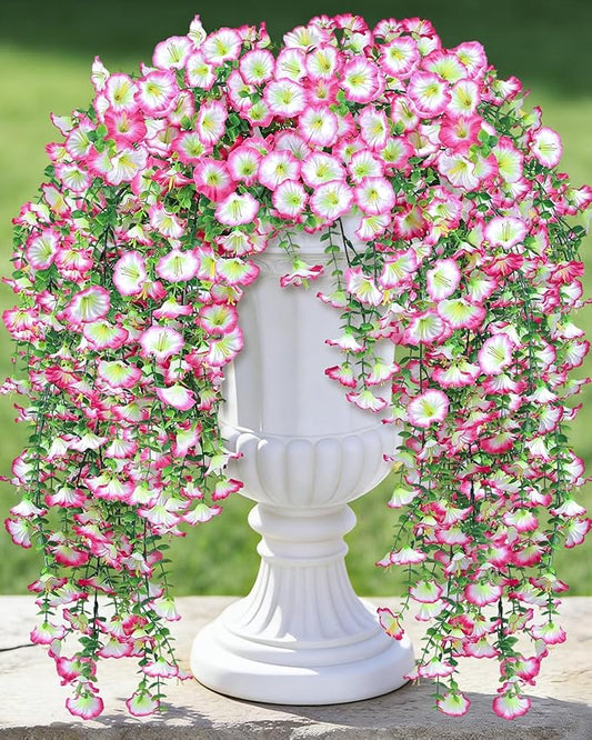 MyCoats Artificial Hanging Flowers for Outdoors, 6Pcs UV Resistant Faux Silk Morning Glory Flowers, Artificial Fake Plants...