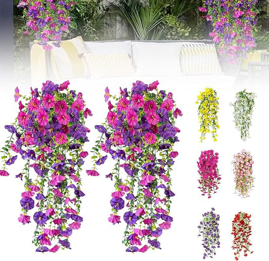 capirosa Artificial Hanging Flowers for Outdoors, 2 Pcs Fake Hanging Plant Summer Fall Decor, UV Resistant No Fade Faux Fl...