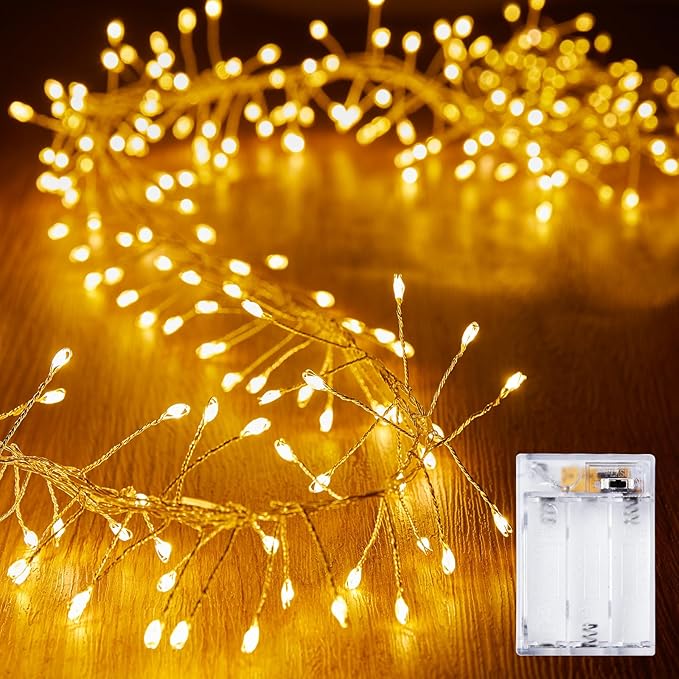 Brightown Fairy Lights Battery Operated, 10Ft 120 LED Firecracker String Lights, Waterproof Silver Wire Starry Firefly Lig...