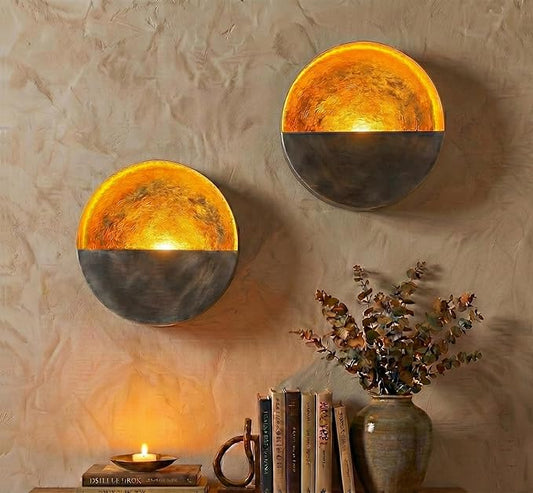 NativeSkins Eclipse Metal Wall Candle Sconces Set of Two Wall Candle Holders - Set of 2 Handcrafted Decorative Tea Light S...