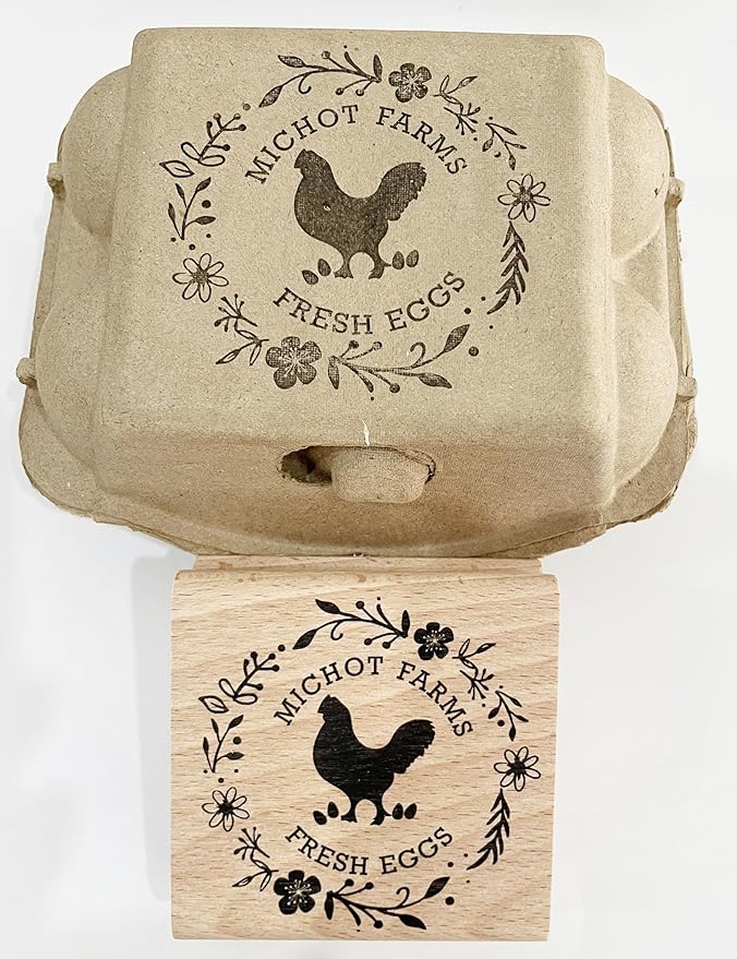 CHYHMYT | 3x3 inches Square Egg Carton Stamps | Chicken Eggs Stamper | Custom Resin Polymer Stamp