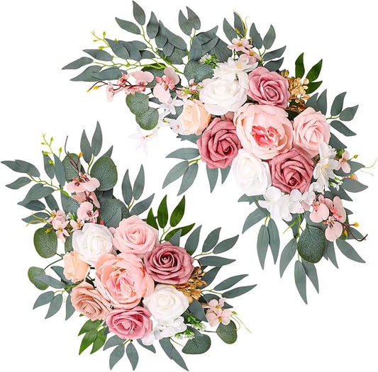 Wedding Arch Decorations 2 Pack - Reusable Artificial Hanging Flowers Floral Swag Greenery Garland for Wedding Welcome Sig...