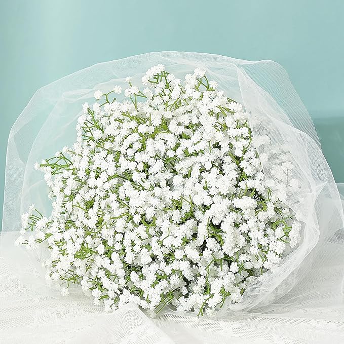 MARTINE MALL Babys Breath Artificial Flowers, 10 PCS White Baby Breath Flowers Artificial Bulk, Fake Babys Breath Gypsophi...