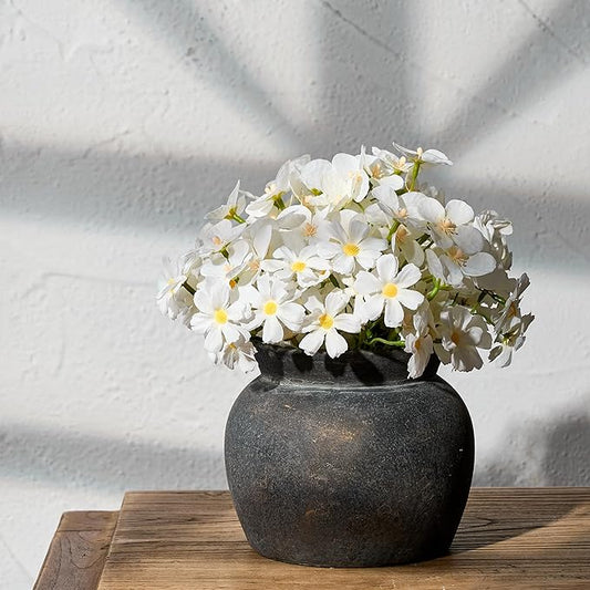 SIDUCAL Ceramic Flower Vase with Wide Mouth Lace, 5.1 Inch Pottery Rustic Farmhouse Boho Vases, Small Terracotta Vase for ...