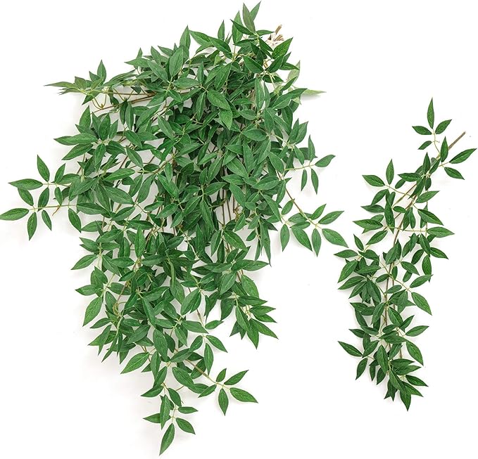 Ling's Moment Rosa Banksiae Artificial Vines, Pack of 7 Silk Greenery Garlands with Hanging Faux Laurel Leaves for Table C...