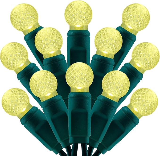 SWEET SHINE 100 Warm White Raspberry One-Piece LED Christmas Lights, 33 ft Green Cord High Waterproof UL Certified G12 Out...