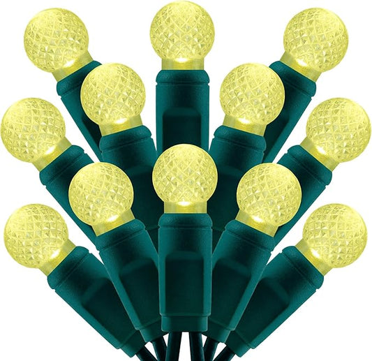 SWEET SHINE 100 Warm White Raspberry One-Piece LED Christmas Lights, 33 ft Green Cord High Waterproof UL Certified G12 Out...