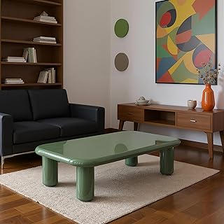 Acanva Modern Coffee Tables with High Glossy Finish, Curved Edges, Accent Center Furniture for Living Room Home Office, Lo...