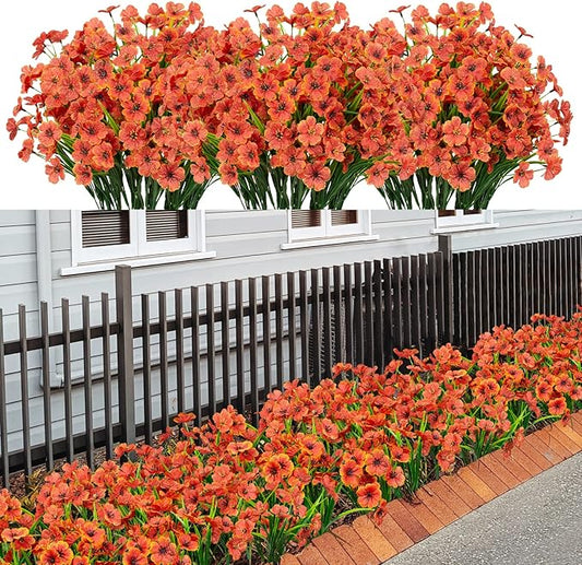 LikSoor 21 Bundles Artificial Outdoor UV Resistant Flowers No Fade Fake Outside Flowers Plastic Greenery Faux Shrubs Garde...