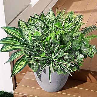 Waipfaru Artificial Plants Outdoor UV Resistant, Realistic Fake Plants Artificial Greenery, Large Bunches Faux Plants for ...