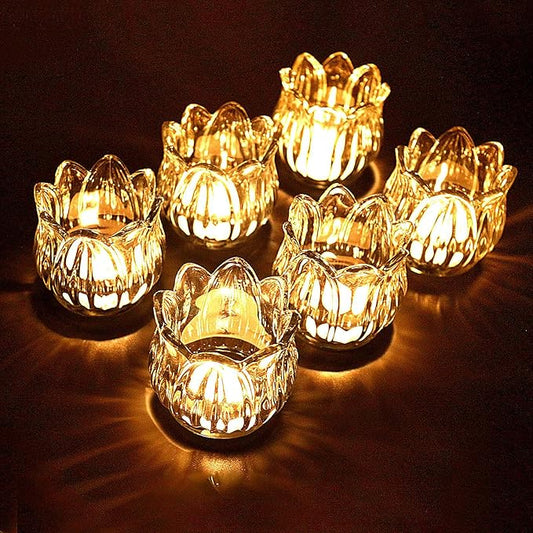 VIVAHEARTH Tulip Votive Candle Holders Set of 6, Tea Light Candle Holder Glass for Table Centerpiece, Tealight Candle Hold...