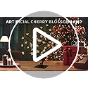 JoyHue 2PK Cherry Blossom Tree Lights,Artificial Bonsai Tree with 48 Warm White Led Lights, 16.2 Inch Prelit Cherry Blosso...