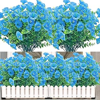 NOV FIRE Artificial Flowers for Outdoors,8 Bundles UV Resistant Fake Flowers Outside Faux Plastic Flowers for Outdoor Gard...