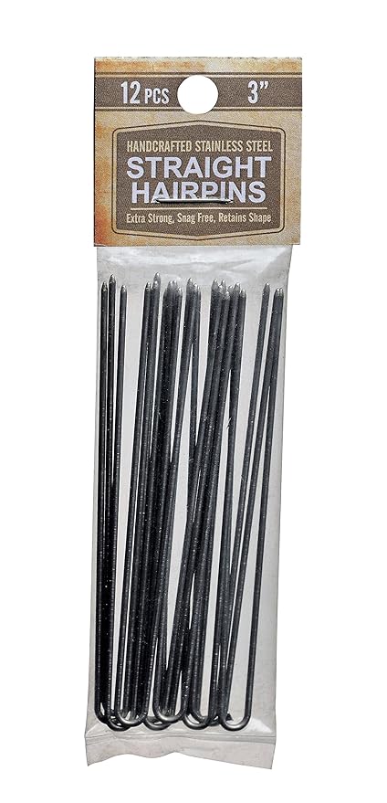 Amish Valley Products Straight Stainless Steel Heavy Duty Snagless Hairpins Handmade Hair Pin (Silver, 3 Inch)