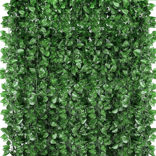 ZYIGYI 360 Feet 48 Pack Fake Greenery Hanging Garland, Ivy Leaf Plants, Vine Leaves, Fake Flowers Foliage for Bedroom Gard...