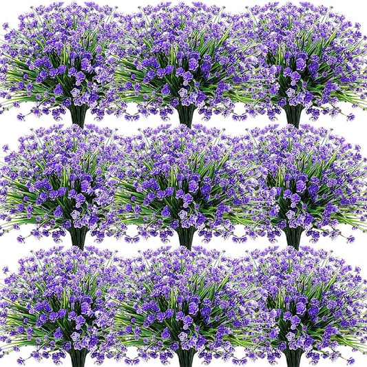 Hoteam 40 Bundles Outdoor Artificial Flowers UV Resistant Faux Outside Plants Flowers Fake Plastic Plants for Outdoor Spri...