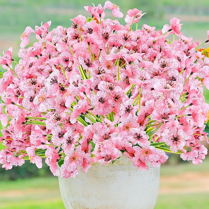 Jutom 24 Pcs Artificial Flowers Outdoor Decoration, UV Resistant Silk Fall Faux Flowers Plants Bulk, Realistic, No Fade fo...