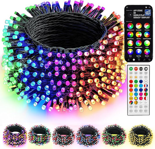 Dazzle Bright Smart Christmas String Lights, 98FT 300 LED RGB Color Changing String Lights with Remote & App Controlled, H...