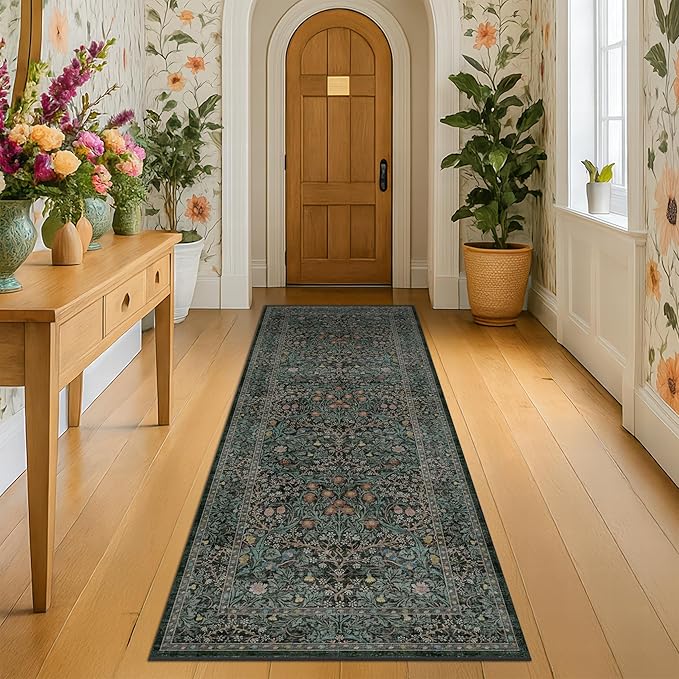 8ft Long Runners for Hallways Non Slip, 2'6" x 8' Floor Runner for Kitchen, Entryway Indoor, Washable Rubber Backing Stain...